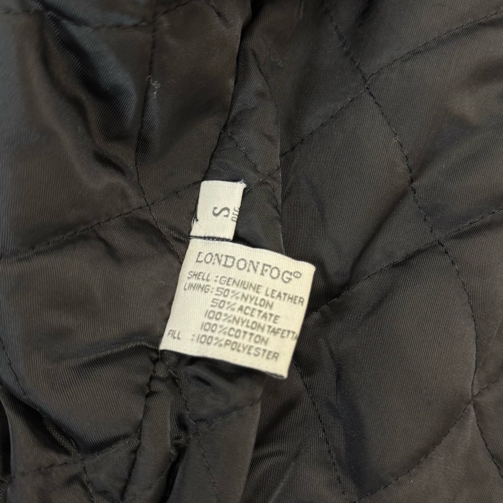 London Fog Black Genuine Leather Bomber Jacket Sz S - Picture 8 of 15